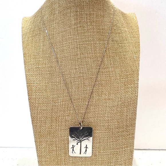 Sterling Silver Adam & Eve Necklace, pendant & chain marked & acid tested .925 - Picture 2 of 13